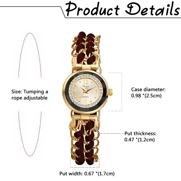 Dark Brown  Lady Adjustable Quartz Watch - Picture 5 of 6